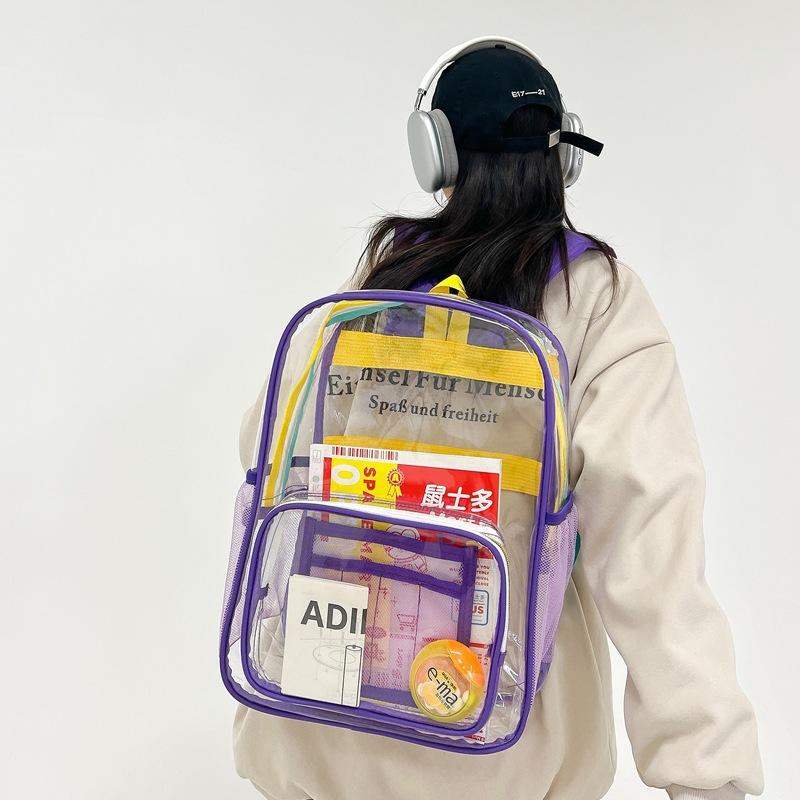 New fashion transparent bag casual shoulder versatile trendy schoolbag high school junior high school large capacity PVC backpack