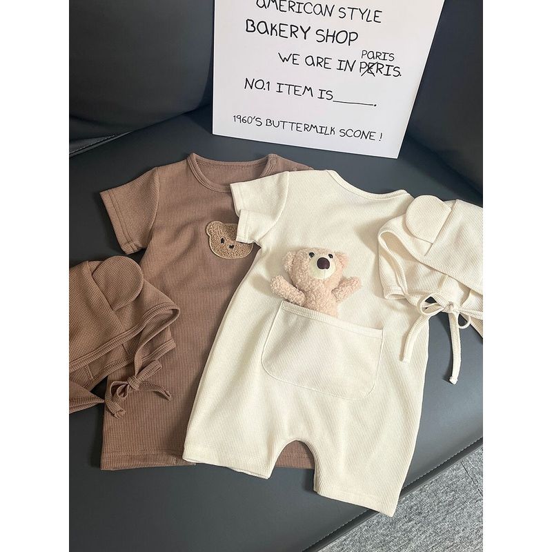 Baby Onesie Summer Waffle Bear Baby Romper