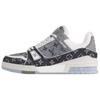 Louis Vuitton Scarpe da Ginnastica in Pelle di Mucca Basse da Skateboard Unisex Nero Bianco 1ADHIZ