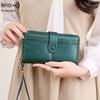 Women's Wallet RFID Anti-Theft Vintage Two Fold Large Capacity Long Wallet Zipper Buckle Multi Slot Coin Purse Card Holder PU Leather Clutch