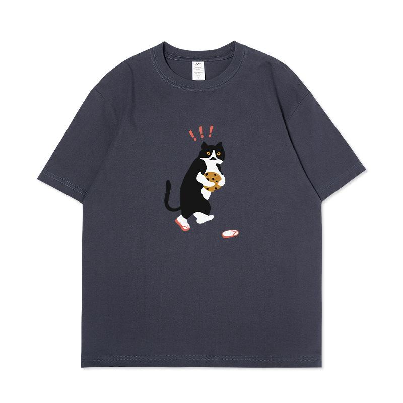 S1120693 Jugend-Kurzarm-T-Shirt mit Cartoon-Animal-Print-Top, Sommerkleidung