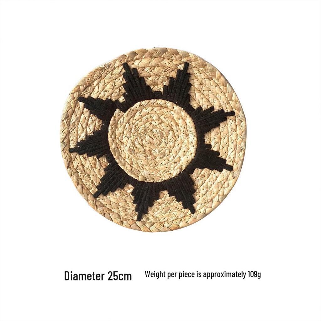 Bohemian Round Woven Straw Wall Decor for Bedroom or Dining Room