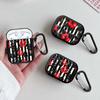 Case For Airpods 1 2 Pro2 Pro 3 Pro3 4 Earphone Cases Cover Black Red Flower Stripe