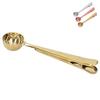 Coffee Spoon Sealing Clip 2 in 1 Stainless Steel Tight Sealing Deepen Design Convenient Practical Co