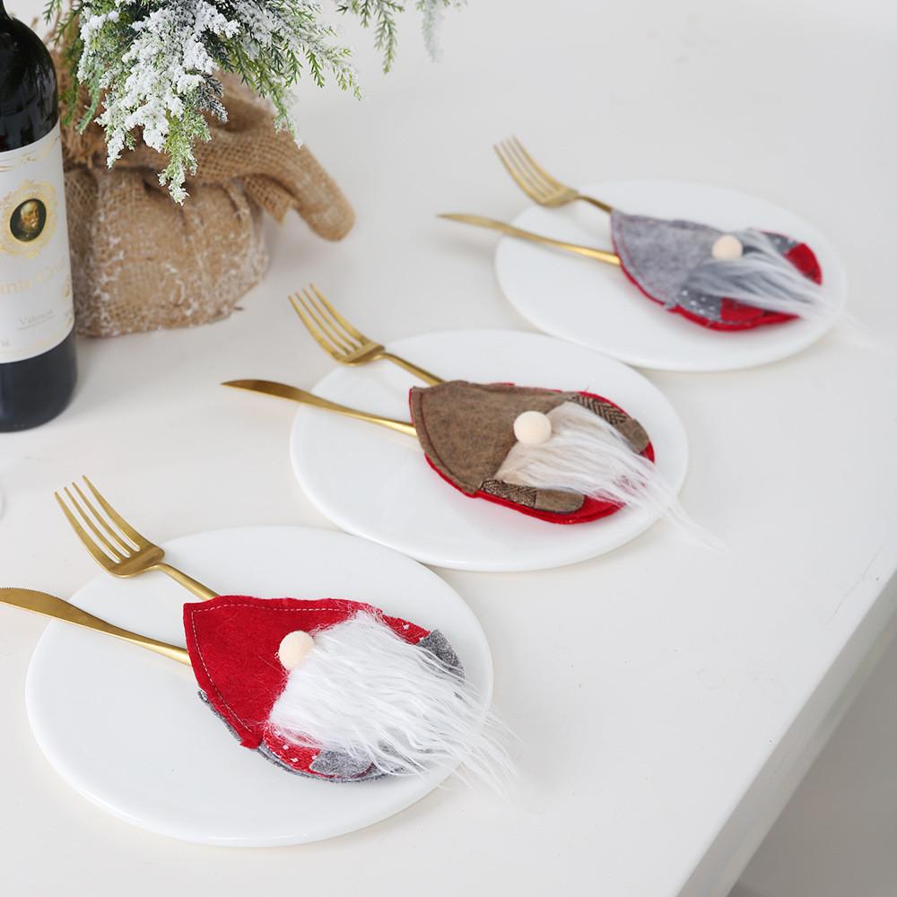 Delightful Khaki Nordic Old Man Cutlery Bag For Joyful Holiday Table Settings