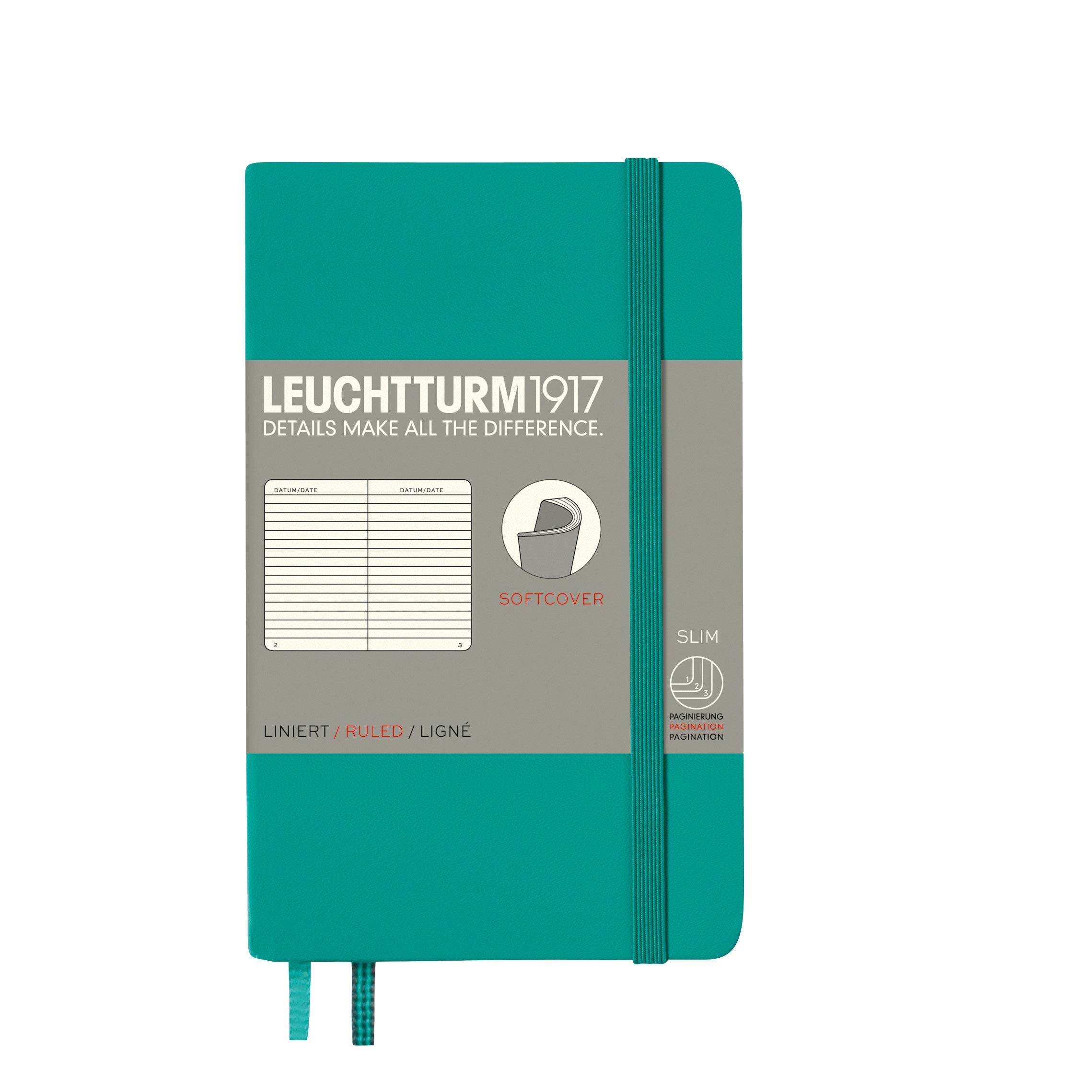 LEUCHTTURM1917 Блокнот A6 В линейку Мягкая обложка Изумрудный 355297