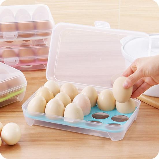 Refrigerator 15 Eggs Storage Box Holder Food Airtight Durable Container Case