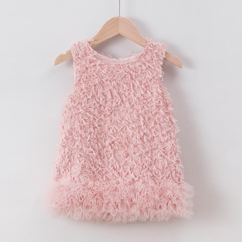 Baby Girl's Fluffy Sequin Bow Vest Dress - Korean Style Spring Party Princess Outfit