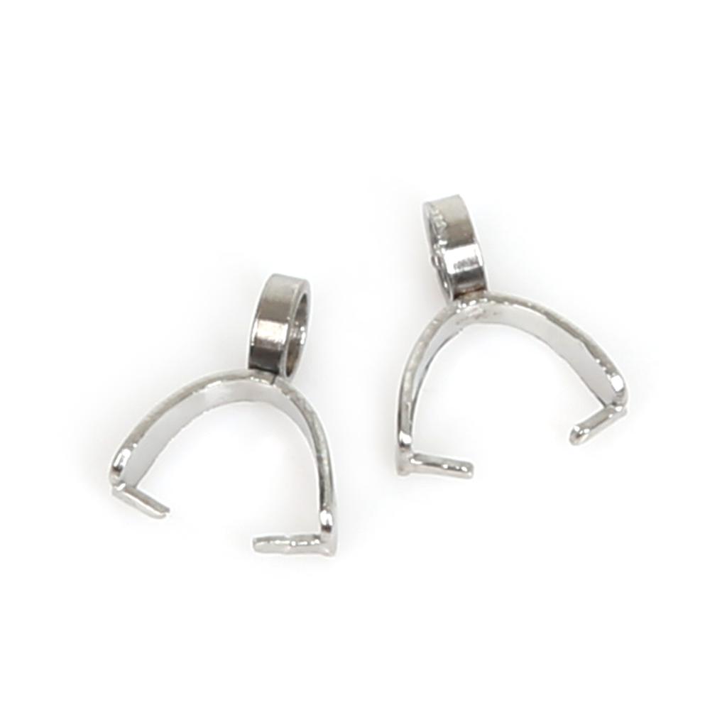 20pcs Clasps Stainless Steel Pendant Pinch Clips Bails Charm Necklace Connectors Beads Jewelry Findings DIY