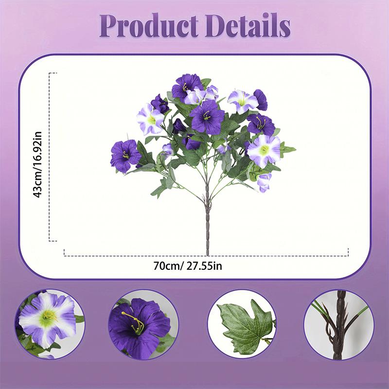 

1Pcs Artificial Silk Morning Glory Flowers 43cm Fake Flower Bouquets for Wedding Party Home Decor Balcony Garden Outdoor Decor фиолетовый