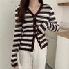 2022 Autumn Plus Size Women's Striped V-Neck Slimming Knit Cardigan