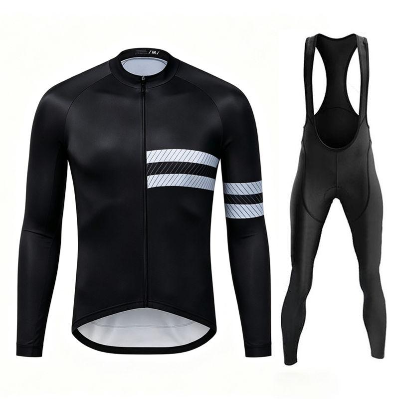 Team Breathable Mens Long Sleeve Cycling Jersey Set Spring and Fall Mountian Bicycle Clothes Wear Ropa Maillot Ciclismo