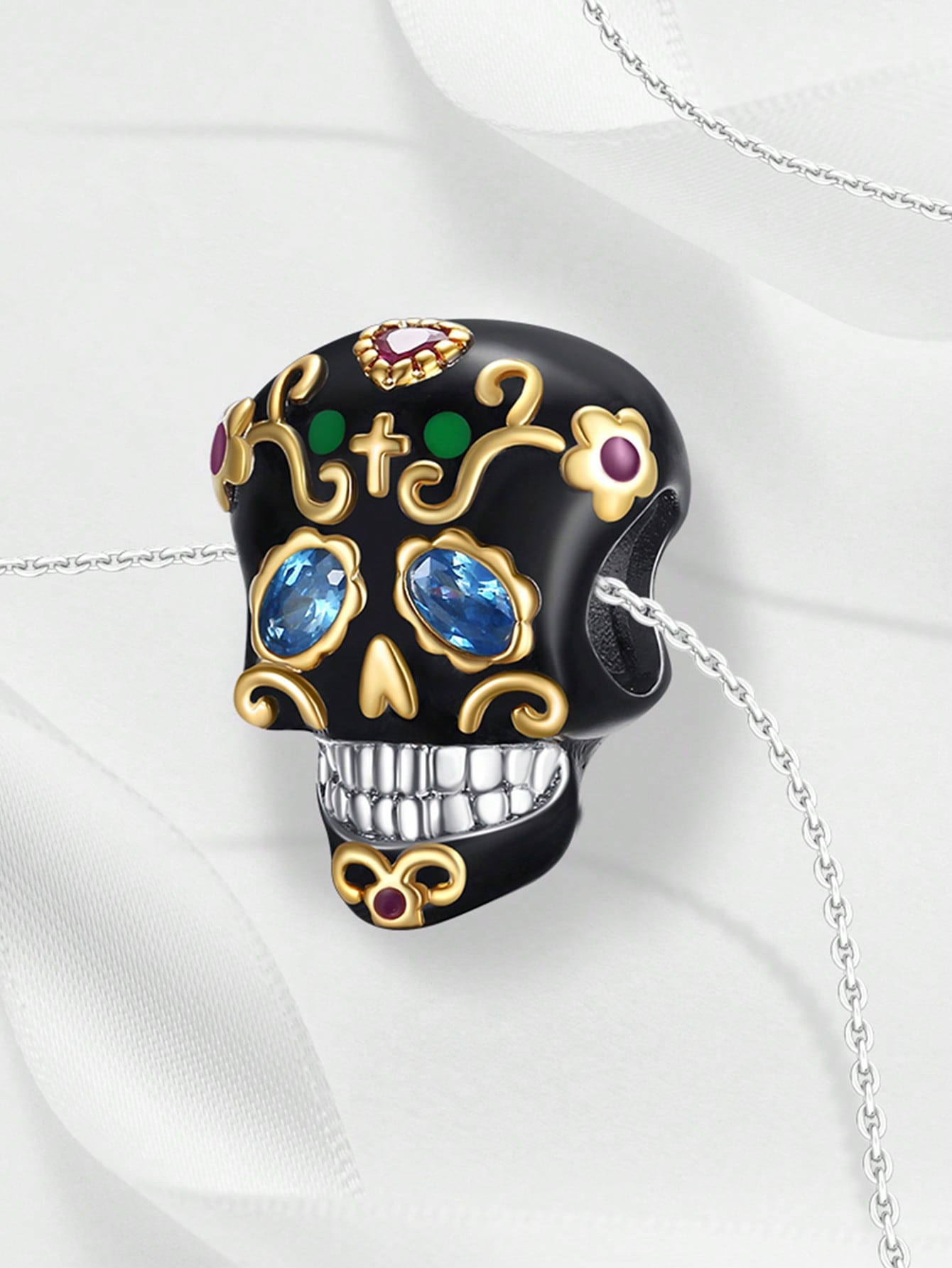 

Charm Bead Components Plata Skull-headed bat Bead Components Charm Bead Component Copper Metal Plated Compatible With Charm Bead Components Copper