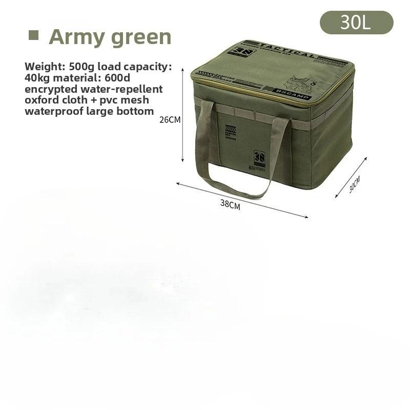 30-42L Tactical Camping Storage Bag Insulated Folding Box Waterproof Picnic Tableware Field Equipment Outdoor Gear Organizer