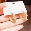 Light Luxury French Temperament Pearl Hoop Earrings for Women Exquisite Zircon Retro Sweet Design Earrings Party Jewelry Gifts