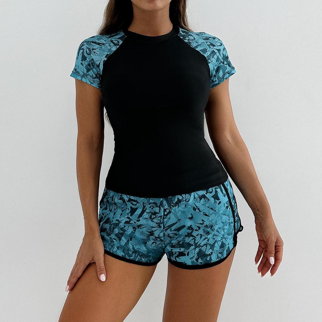 Women's Printed Tankini Sports Swimwear Set