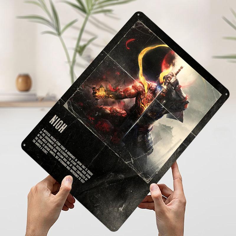 

Nioh Game Tinplate Poster Customized Wall Art Vintage Retro Metal Signs for Decoration Bedroom Decorations Man Cave Home Decor 7.9x11.8In(20x30cm)