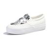 Women's White Canvas Loafers Glitter Platform Low Top Slip-On Casual Shoes Comfort for Daily Walking Sneakers for Girls