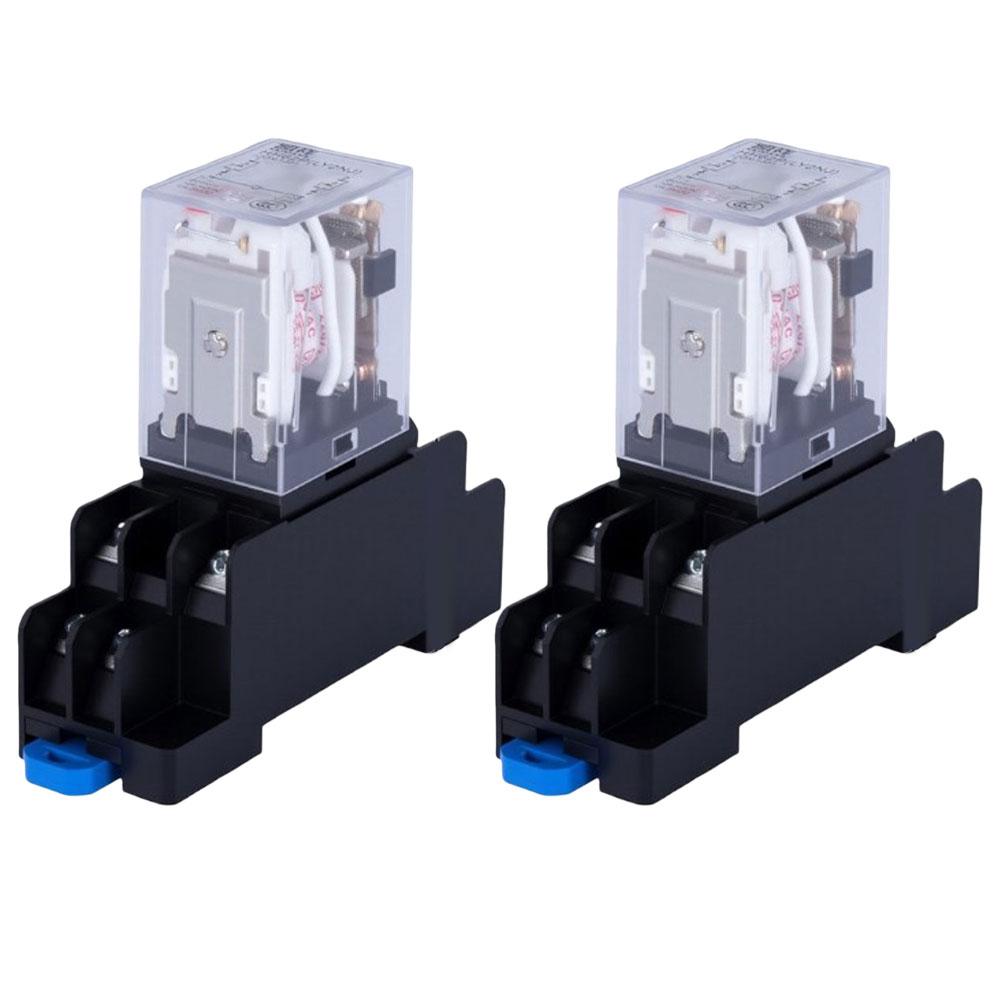 2pcs 8pin 24V DC electromagnetic relay with LED indicator and socket base for industrial equipment and household appliances