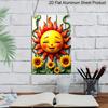 2D Flat, 1pc Trebalena Vintage Embossed Aluminum Sign "Charming Sunflower & Smiling Sun Metal Wall Art - Vibrant Design for Outdoor Garden Decor