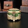 Pfauenrunde Schmuckschatulle Europäisch Retro Ohrringe Ohrringe Schmuckaufbewahrungsschachtel High-End Kreativ Gold Grün Schmuckschatulle