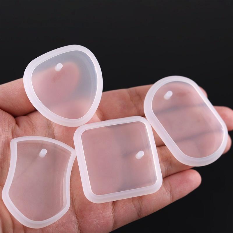 1Pcs DIY Keychain Pendant Silicone Mold Set Crystal Epoxy Resin Mold Round Rectangle Pendants Jewelry Making Mould Kitchen Tools