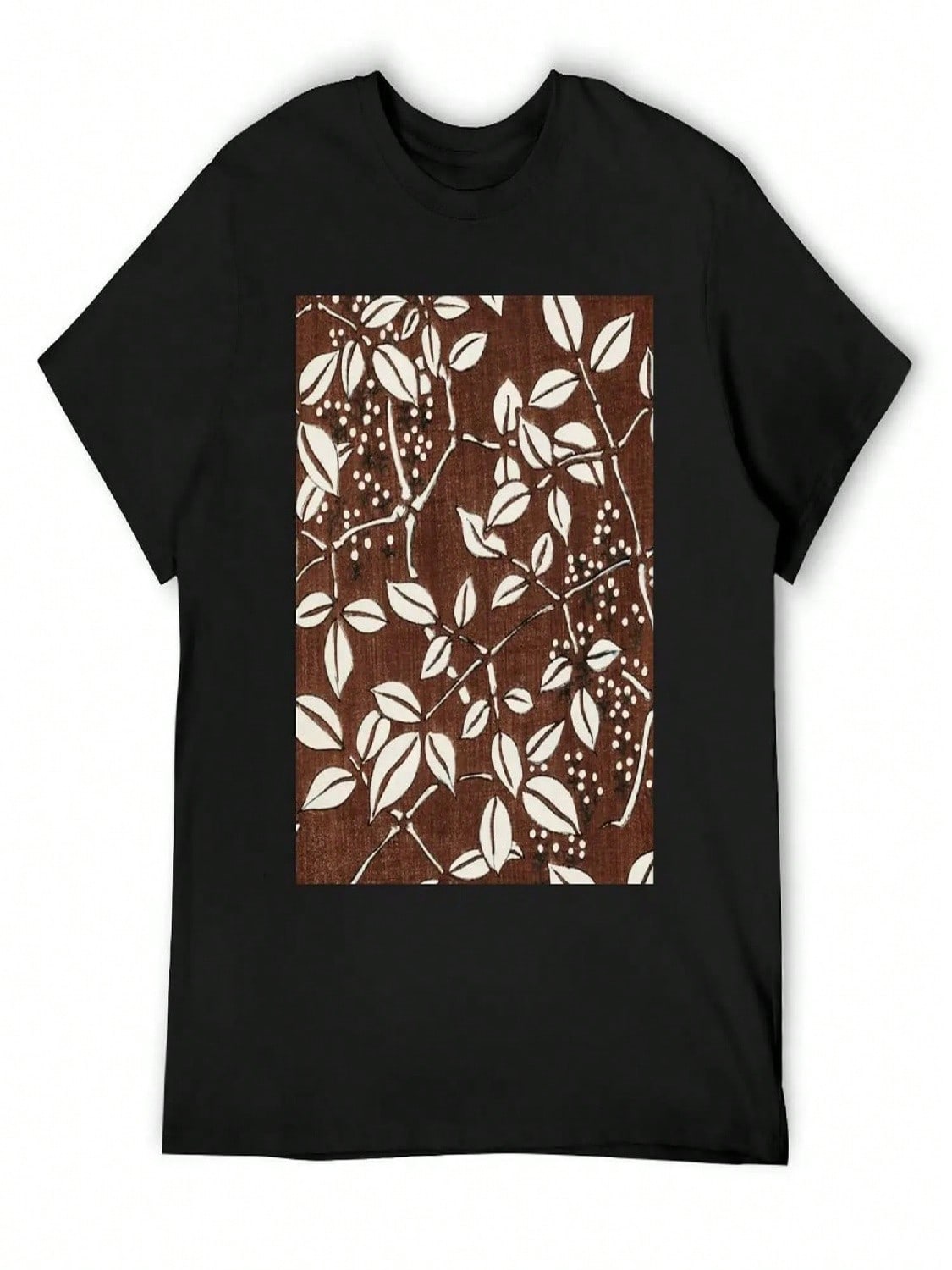 

Japanese Brown And White Vintage Leaf Pattern T-Shirt Anime Figures Quick-Drying Summer Tops unisexs Graphic T-Shirts Pack S разноцветный