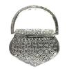 Damen Messing Metall Ethno Clutch Henkeltasche (Silber)