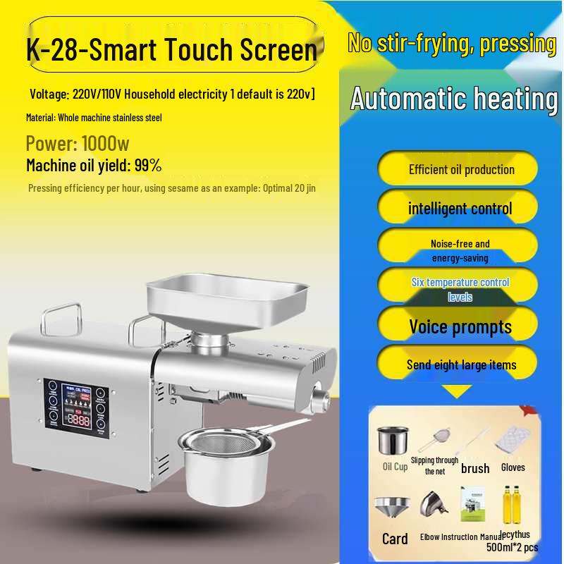 Compact Automatic Stainless Steel Peanut Oil Press for Home and Commercial Use