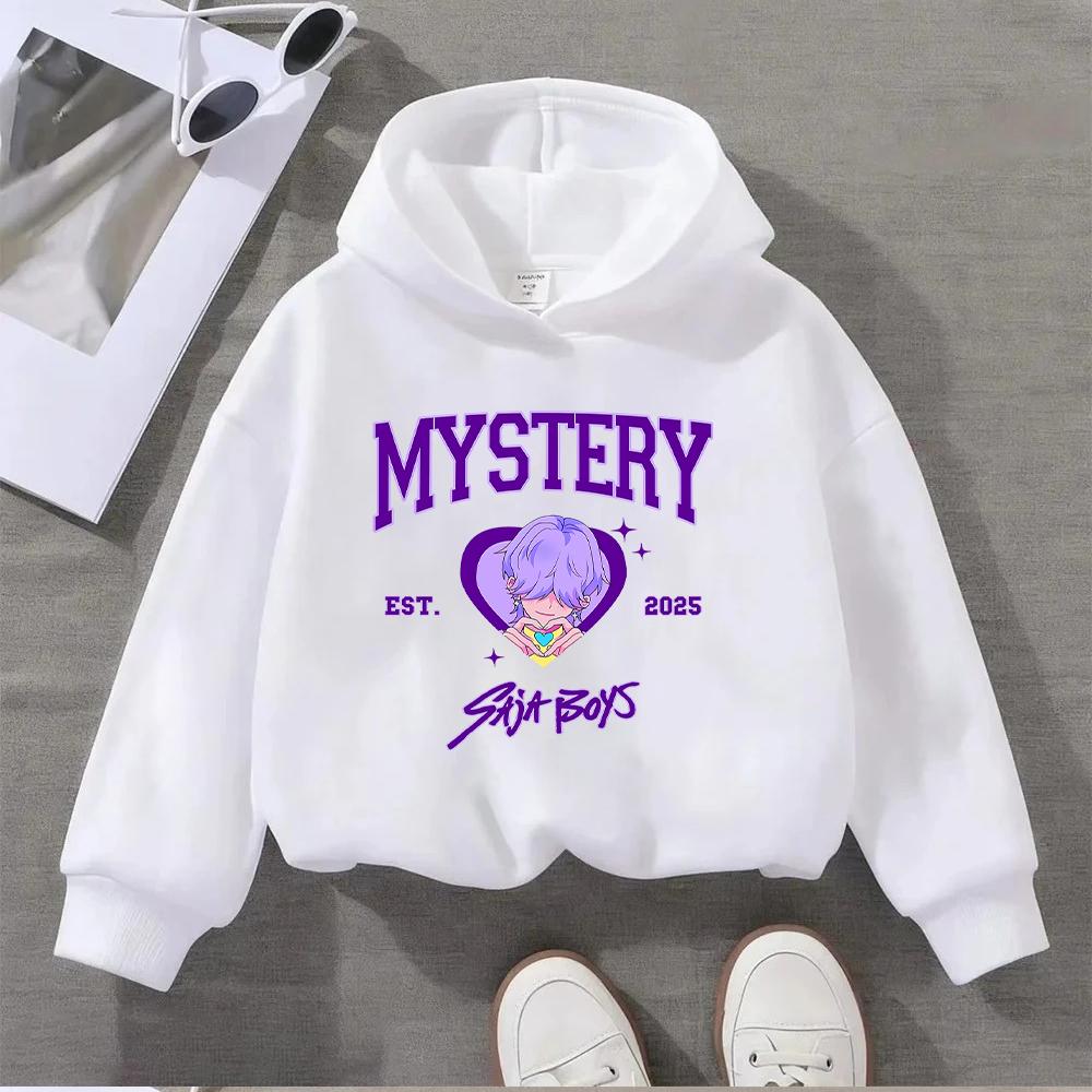 Kids' Sweatshirt Mystery EST 2025 Saji Boys Purple Hair Heart Design Casual Long Sleeve Top for Children