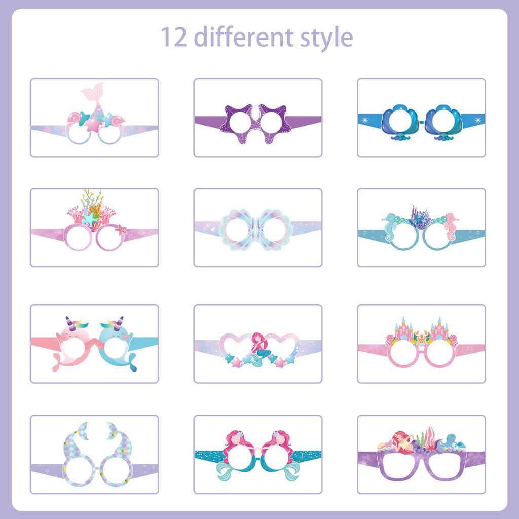 Theme 3d Mermaid Paper Glasses For Children Party Photo Booth Decoration
