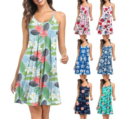 Bedrucktes ärmelloses Damen-Nachtwäschekleid mit Schultergurt