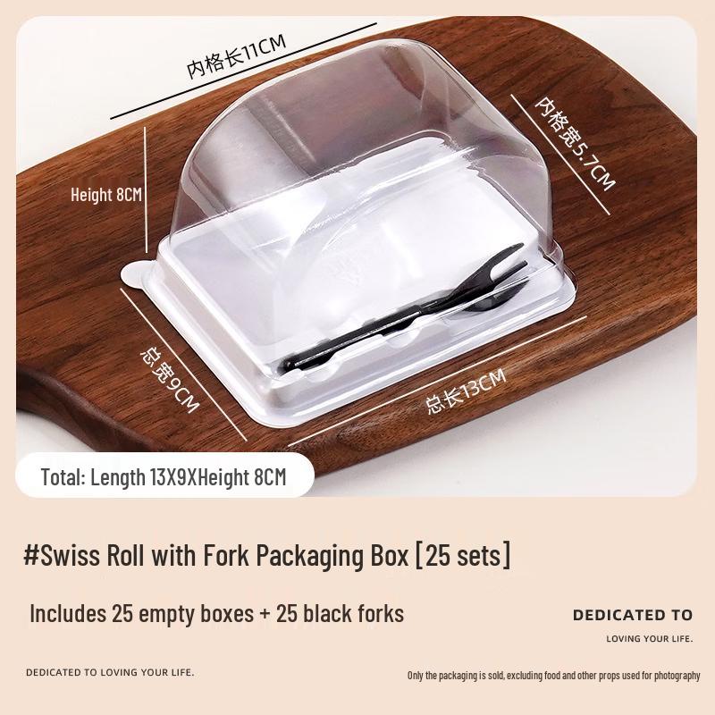 

Semi-Circle Swiss Roll & Dessert Packaging Boxes with Forks (25 Sets)