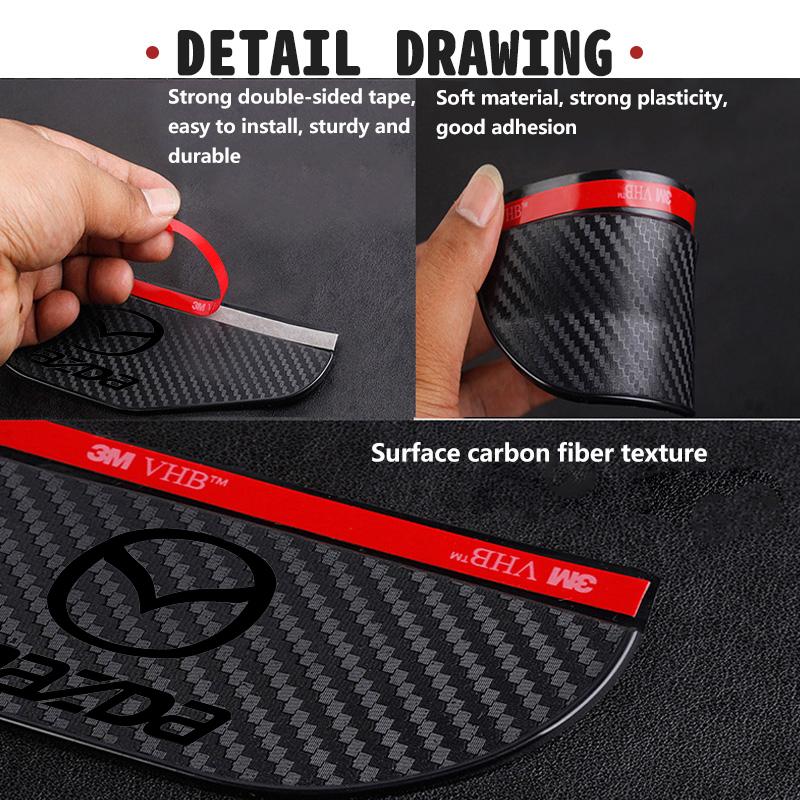 For Mazda 2pcs Car Rearview Carbon Fiber Mirror Rain Eyebrow Rainproof CX9 MX5 RX8 Axela Demio Atenza MS GJI GH BK MP