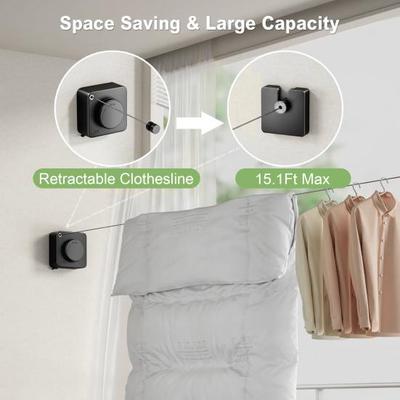 Retractable Clothesline Indoor and Outdoor Clothes Wall Hanger Drying Rack Balcony Bathroom Invisible Clothesline Wire Rope