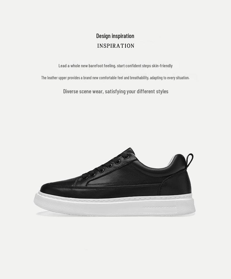 Men’s Genuine Leather Lace-up Sneakers - Large Size, Comfortable, Breathable, Versatile Casual and Work Shoes, Round Toe for Autumn & Winter