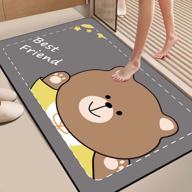 Diatom Mud Floor Mat Cartoon Bathroom Water-Absorbing Quick-Drying Floor Mat Household Bathroom Door Non-Slip And Dirt-Resistant Rubber Floor Mat
