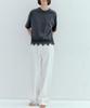 Okuka Shiny Wide Denim Pants - White
