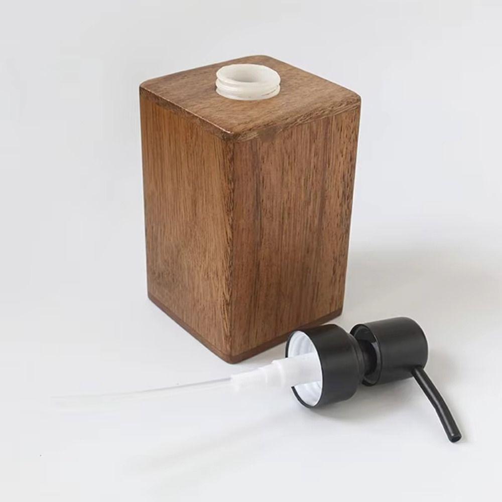 Portable Walnut Wood Soap Dispenser 200/400ml Push-Type Lotion Bottles Large Capacity Shampoo Bottles for Hand Soap Shower Gel