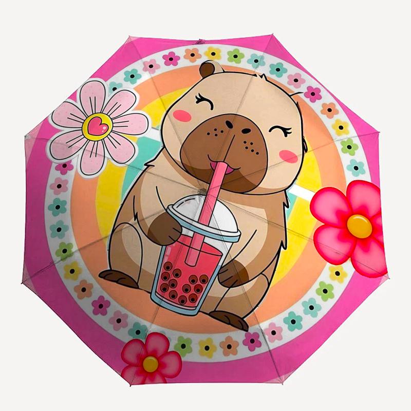 Capybara Themed Travel Umbrella-8 Ribs Automatic Opening and Closing, Portable Folding Design, Compact and Stylish Umbrella Suitable for Out