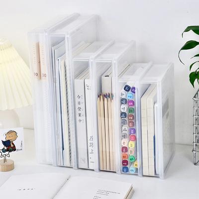 Büro-Schreibwaren-AufbewahrungsboxBuch Staubdichte Schutzbox Schreibtisch-Unordnung-Organisierungsbox Kunststoff Transparent Farbe Stifte-Aufbewahrungsbox