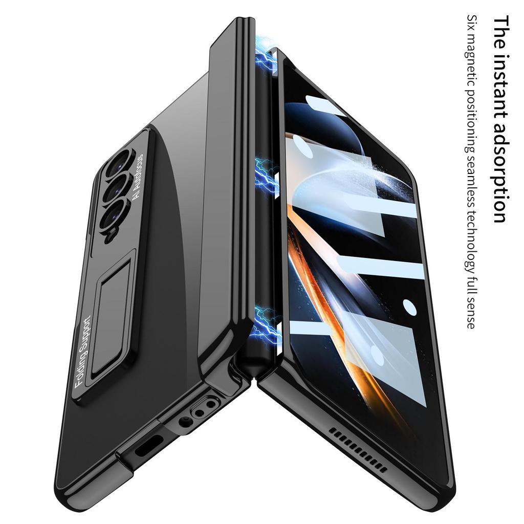 Samsung Z Fold 4 Transparent Magnetic Stand Case with Electroplated Phantom Design