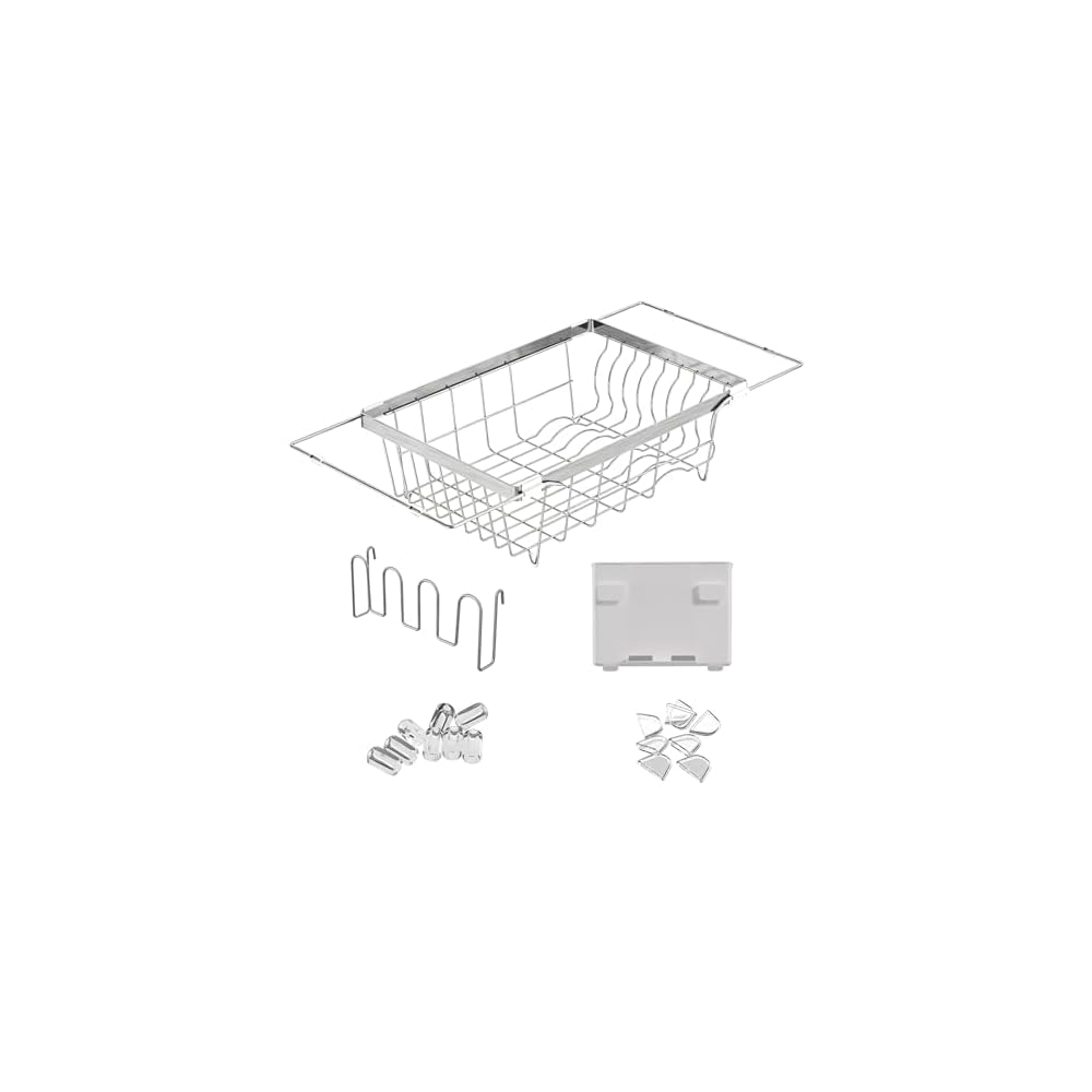 RCHYFEED Extendable Dish Drying Rack, Silver