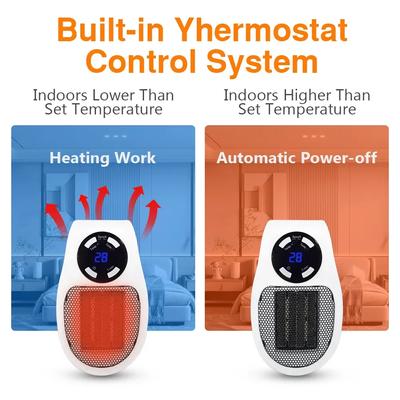 500W Portable Heater Electric Heater Plug In Wall Room Heater Home Appliance Heating Stove Mini Radiator Remote Warmer Machine