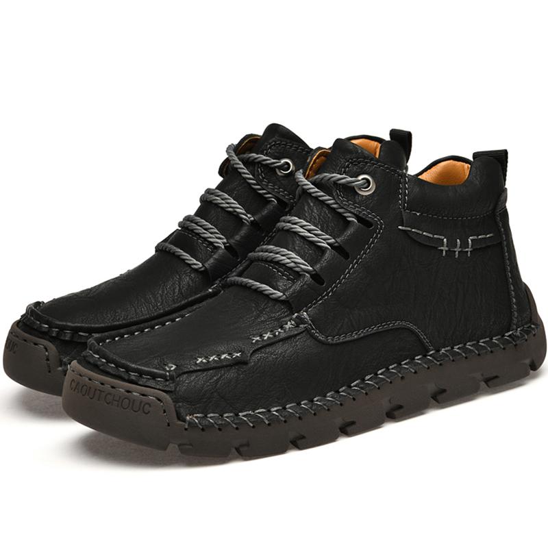39-48 Men's Medium Top Casual Shoes Outdoor Leather Shoes Large Size Handmade Flat Shoes