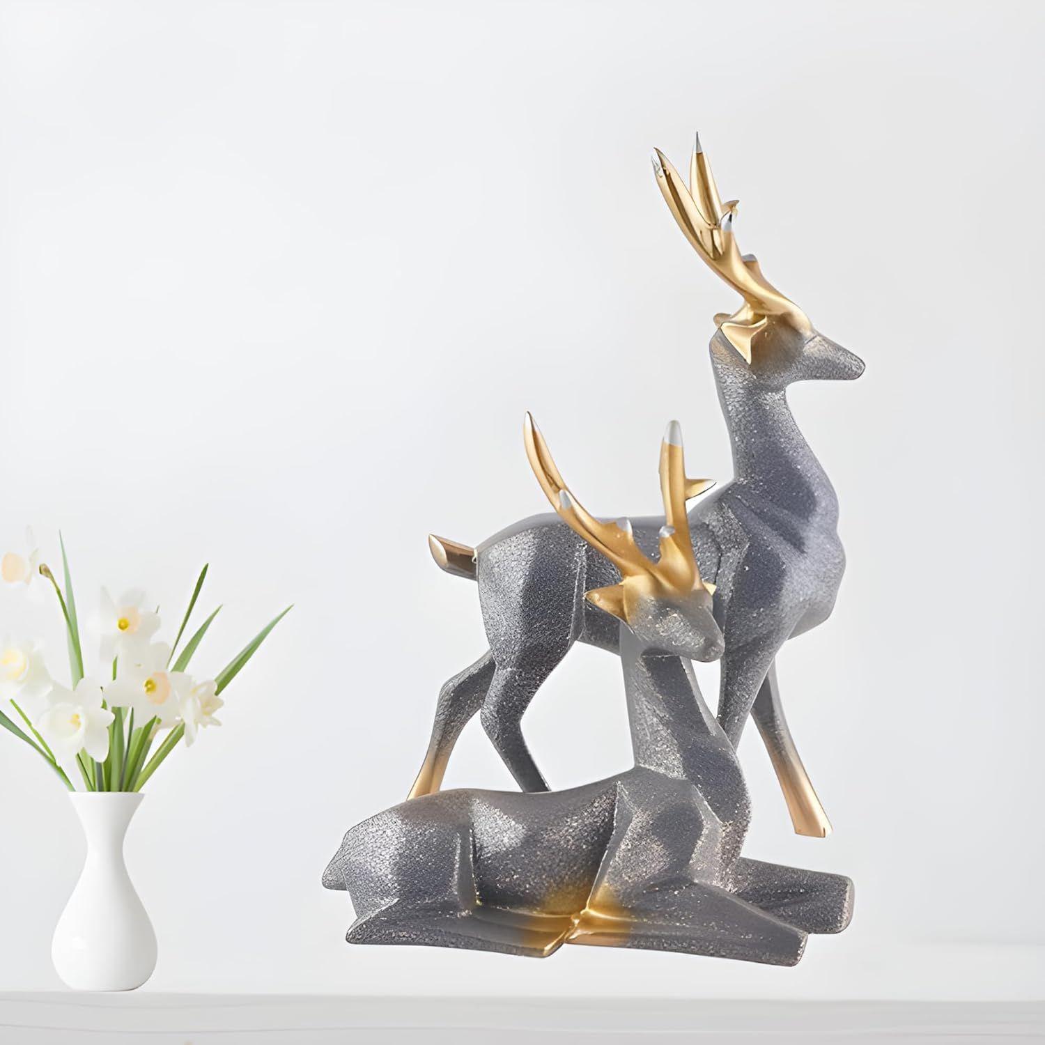 

Домашний декор, Набор из 2 смоляных статуэток оленей – Потрясающая статуя Хирана для декора гостиной, Идеально для подарка, Декор для стола