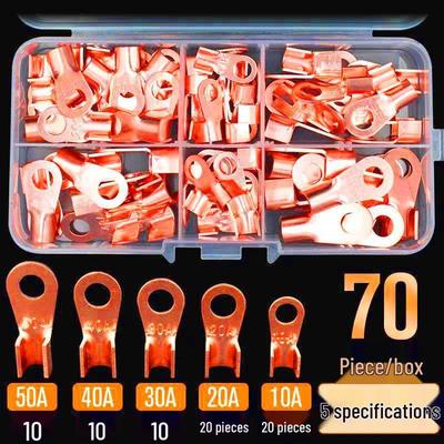 Open-End Red Copper Wire Lugs Crimp Terminals Set (10A-80A)