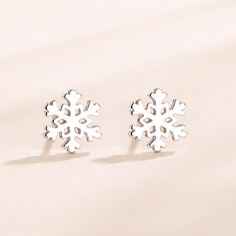 

Серьги-пусеты из стерлингового серебра 925 пробы «Снежинки», Европейский и американский минималистичный стиль, Идеальный рождественский подарок для лучших подруг и девушек. 925 Sterling Silver