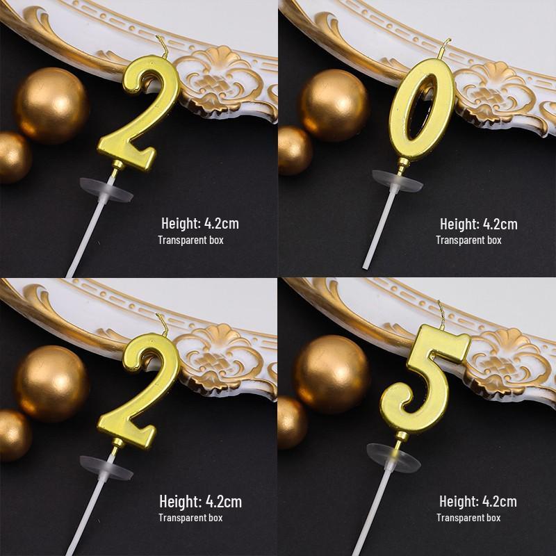 Large Gold Number Candles for First Birthday, Full Moon, Children's Cake Decorations, and Party Accessories.