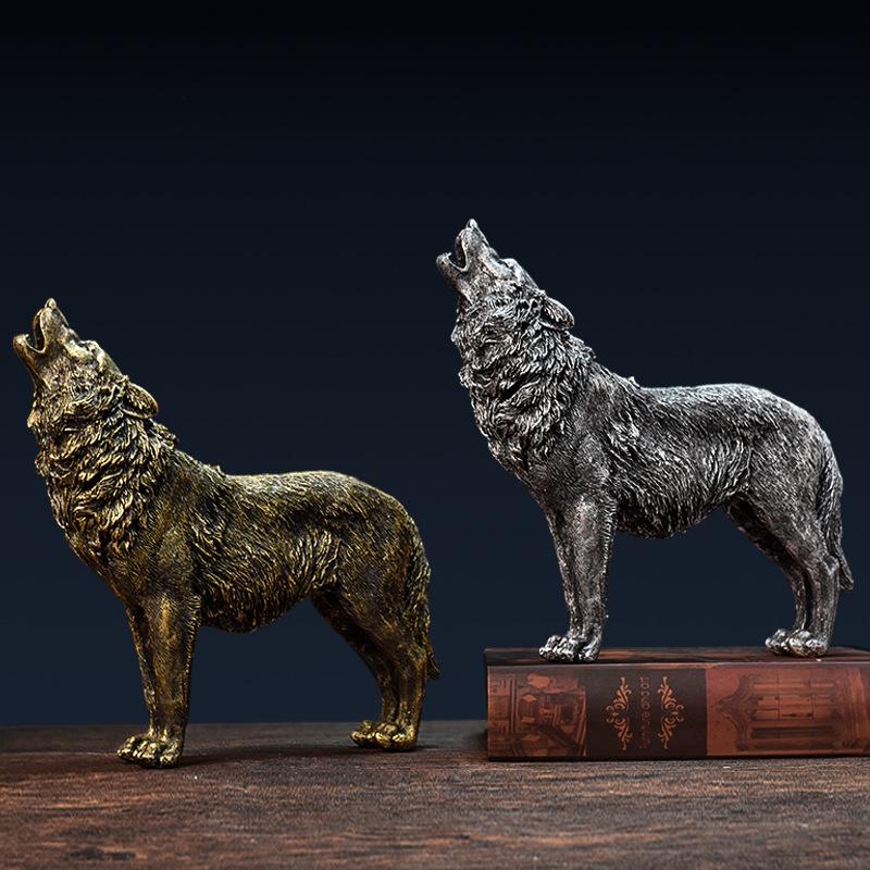 Nordic Creative Resin Animal Wolf Crafts Home Wine Cabinet Living Room Office Wolf Totem Ornament Knickknack